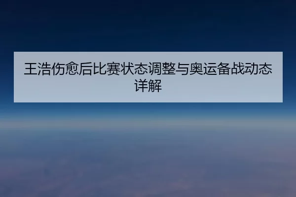王浩伤愈后比赛状态调整与奥运备战动态详解